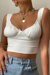 Solid Split Joint U Neck Tops Ins Street